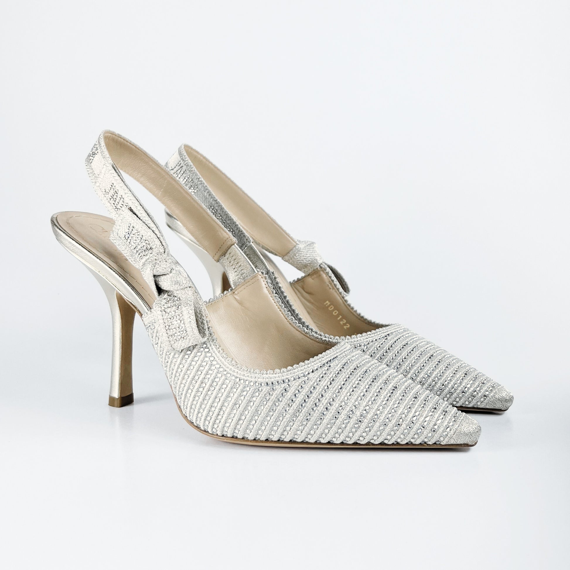 Dior J'Adior Crystal Slingback Pumps in Pale Gold (EU 38)