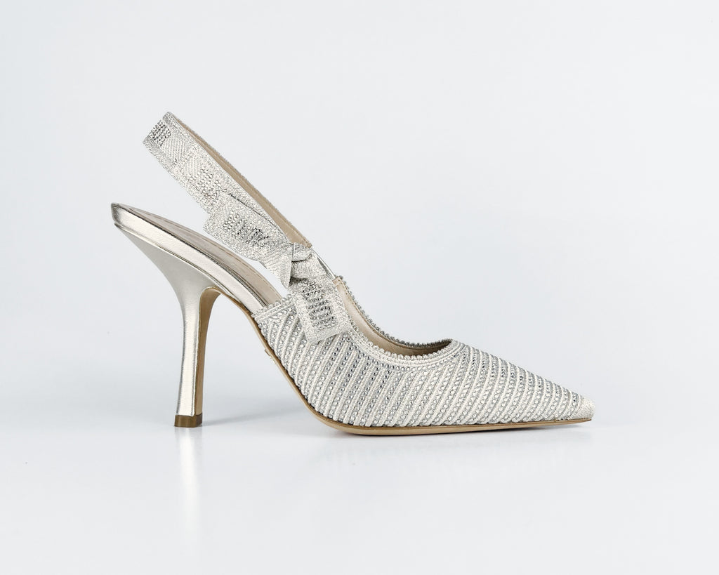 Dior J'Adior Crystal Slingback Pumps in Pale Gold (EU 38)