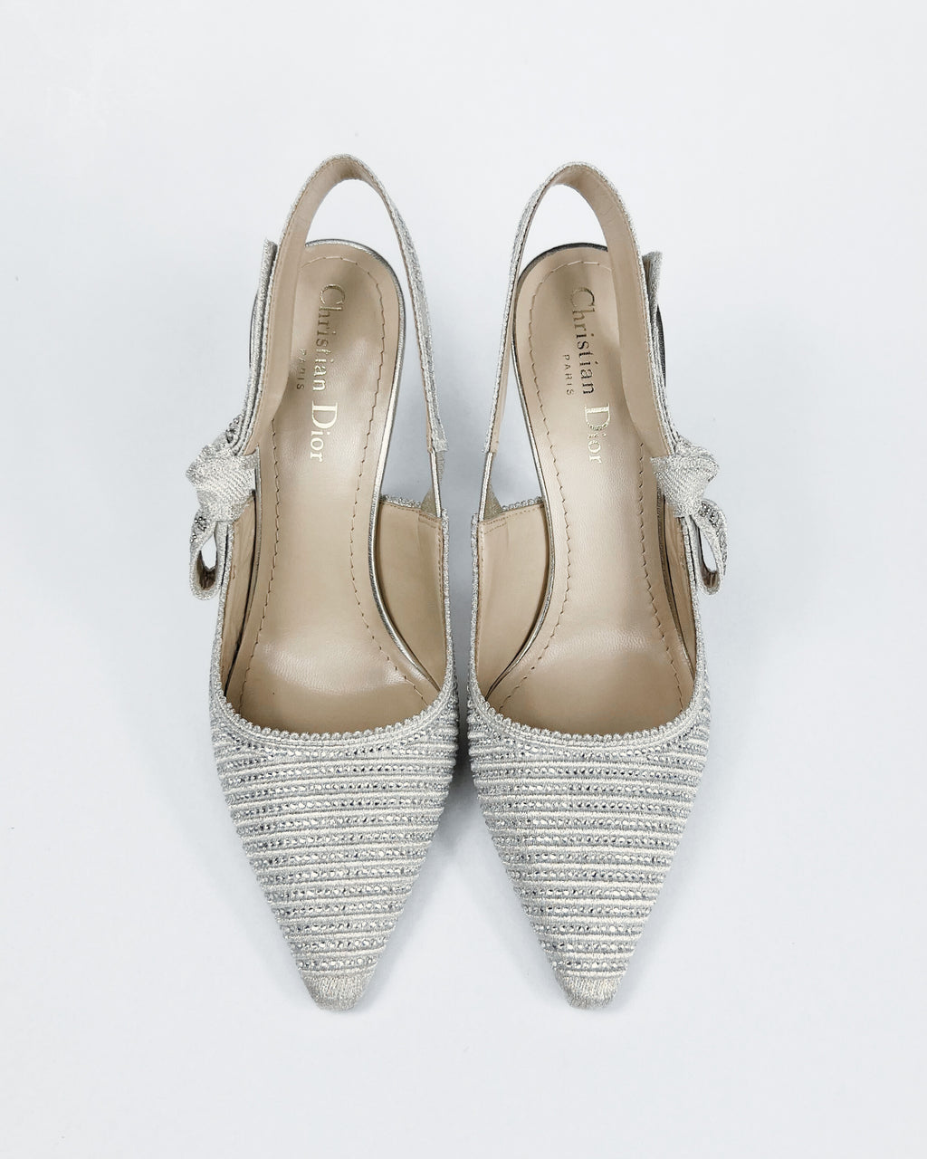 Dior J'Adior Crystal Slingback Pumps in Pale Gold (EU 38)