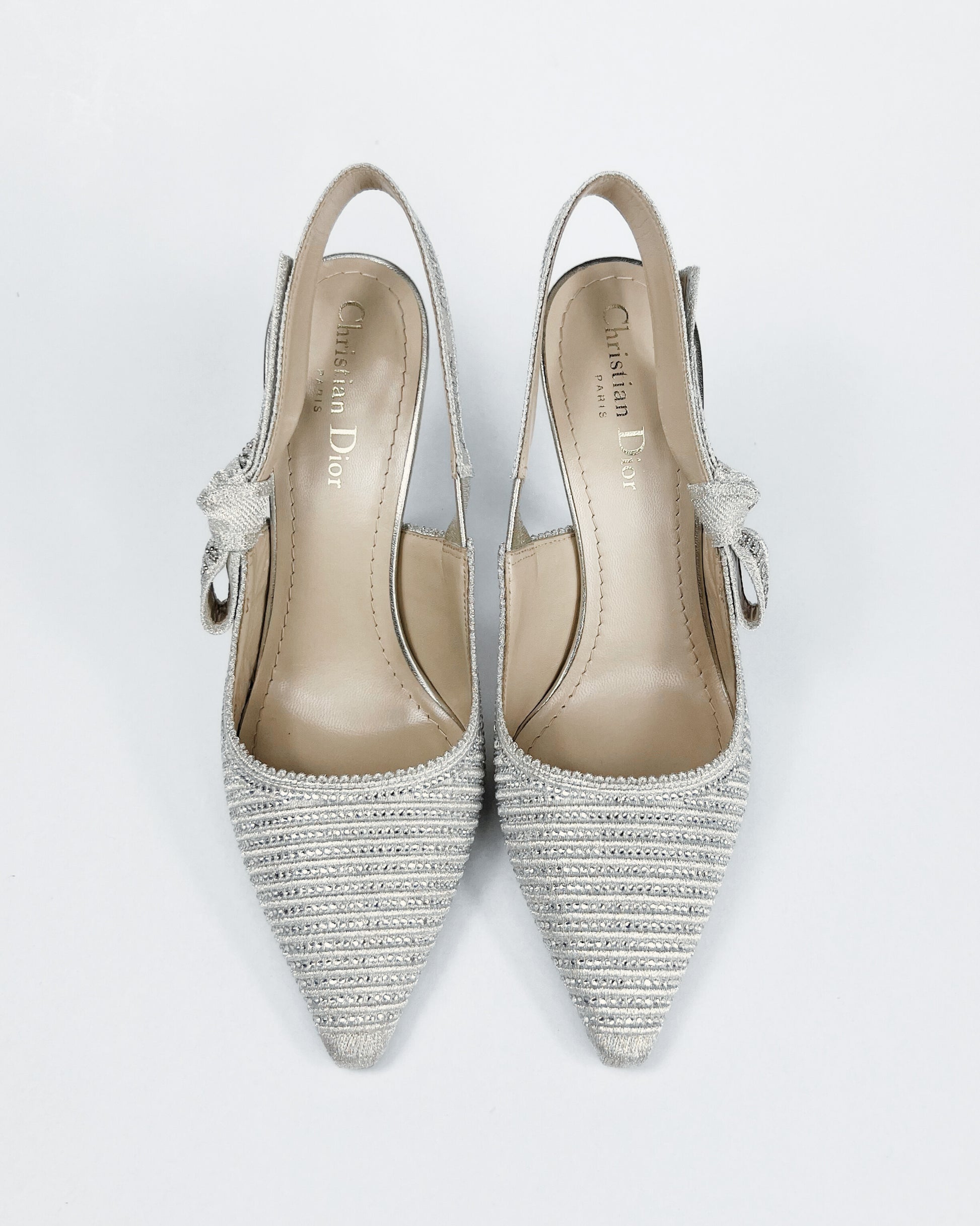 Dior J'Adior Crystal Slingback Pumps in Pale Gold (EU 38)