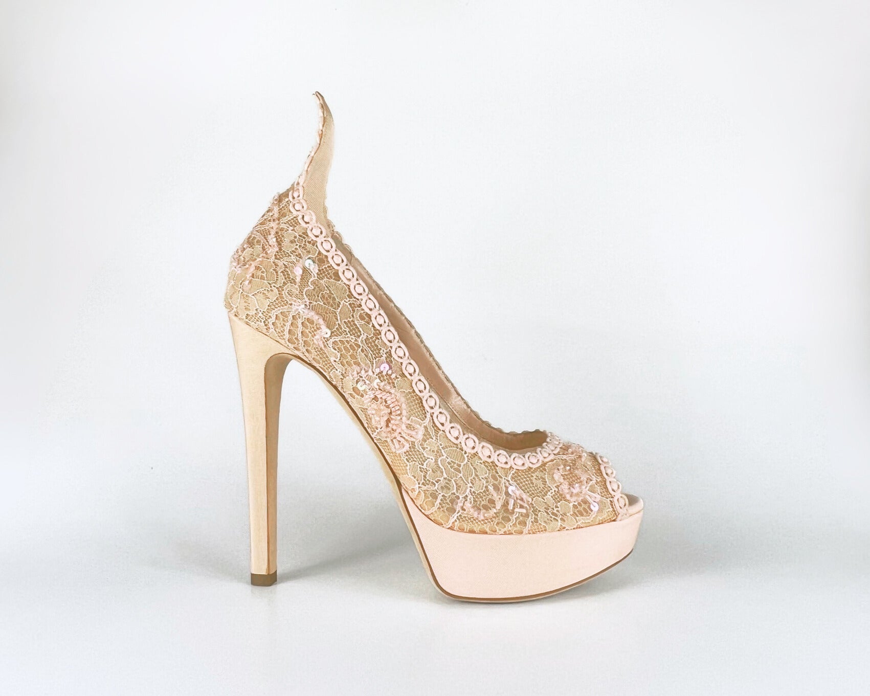 Dior Pink Lace Pampille Platform Pumps (EU 38)