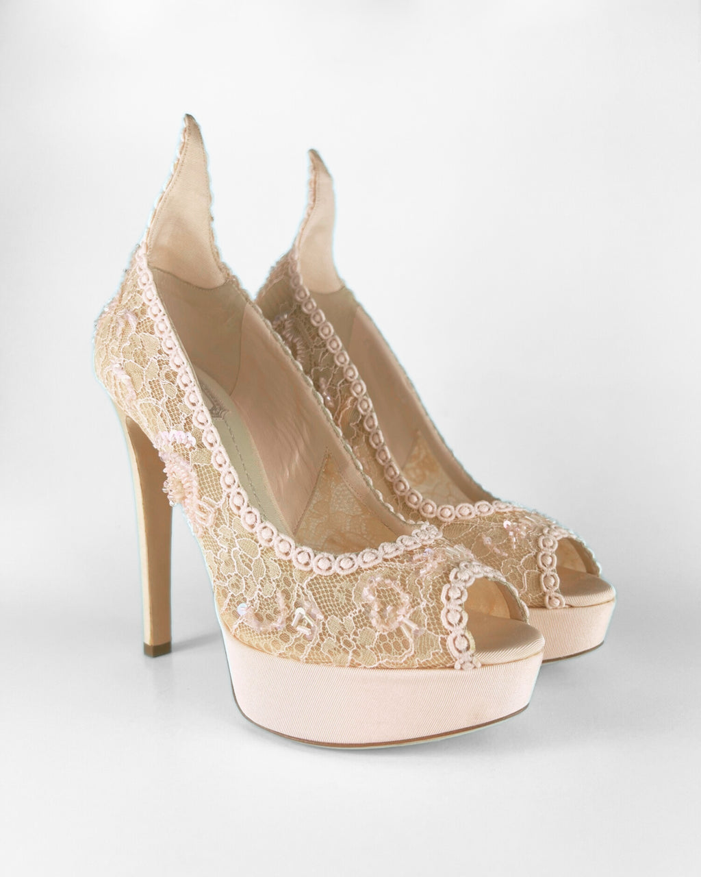 Dior Pink Lace Pampille Platform Pumps (EU 38)