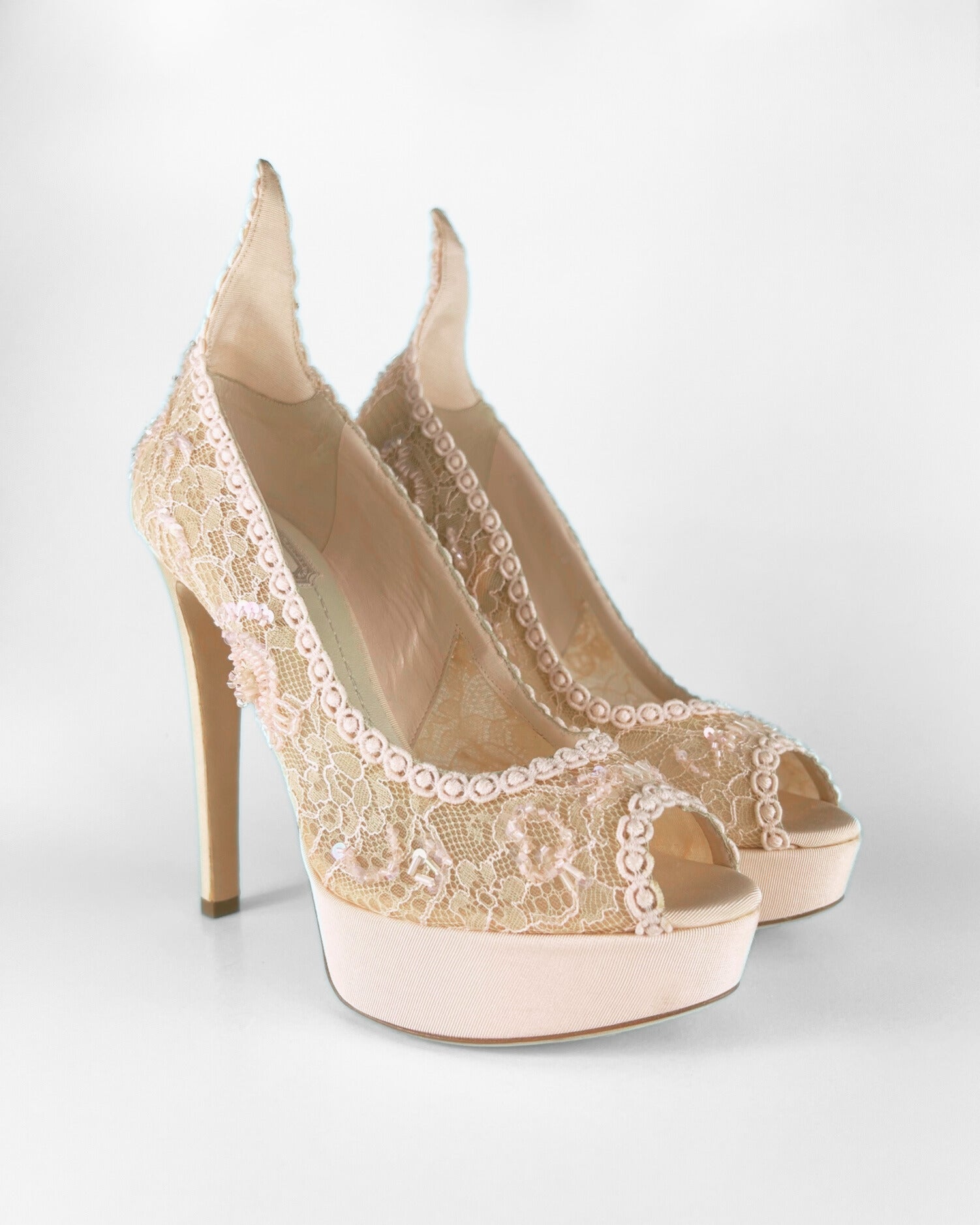 Dior Pink Lace Pampille Platform Pumps (EU 38)