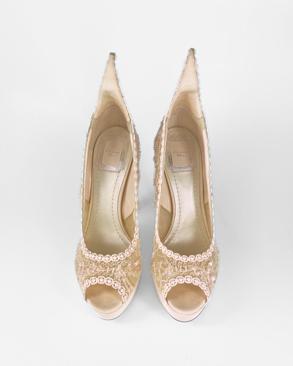 Dior Pink Lace Pampille Platform Pumps (EU 38)