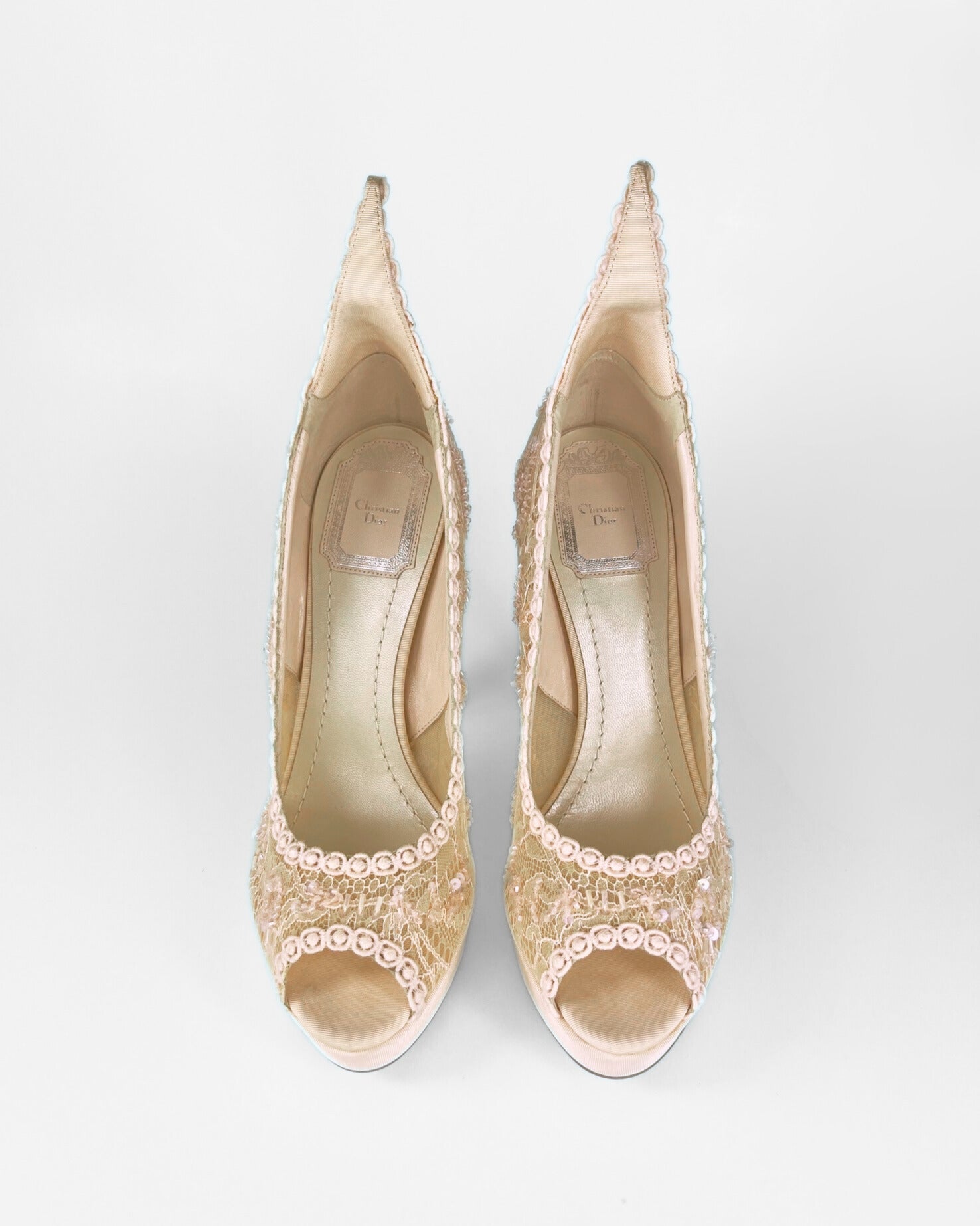 Dior Pink Lace Pampille Platform Pumps (EU 38)