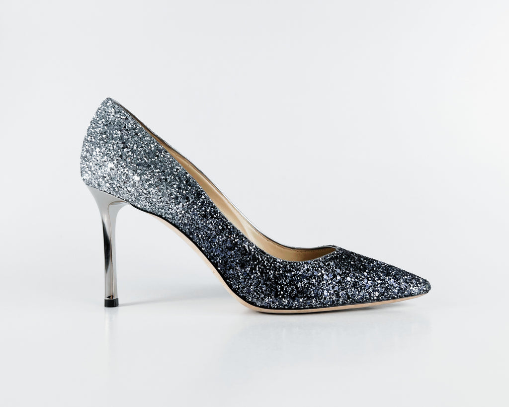 Jimmy Choo Romy 85 Dégradé Glitter Pumps (EU 38.5)