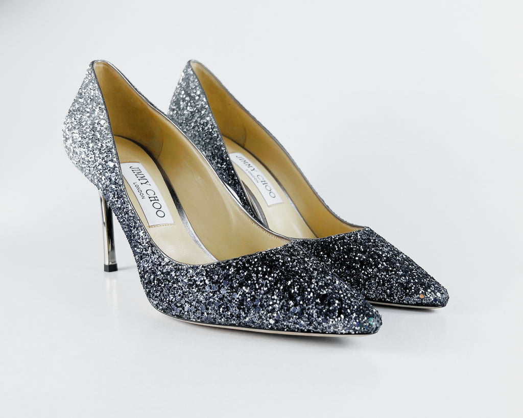 Jimmy Choo Romy 85 Dégradé Glitter Pumps (EU 38.5)