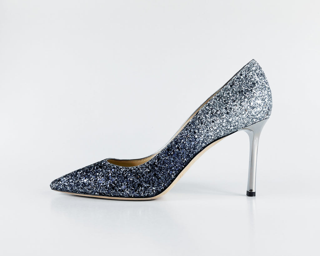 Jimmy Choo Romy 85 Dégradé Glitter Pumps (EU 38.5)