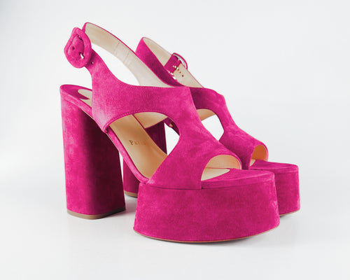 Christian Louboutin Foolish Pink Suede Platform Heels (EU 39)
