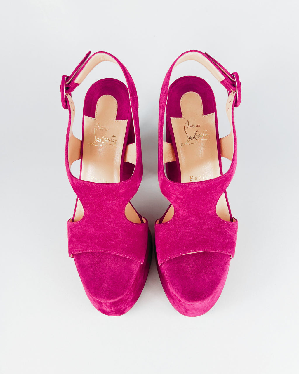 Christian Louboutin Foolish Pink Suede Platform Heels (EU 39)