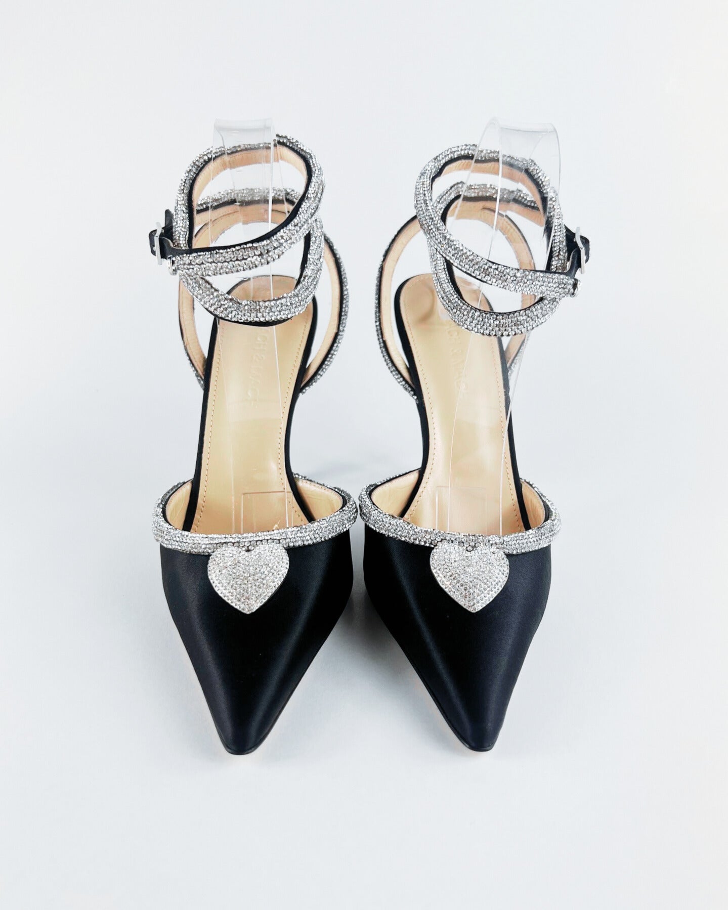 Mach & Mach Heart Pendant Satin Pumps (EU 36.5)