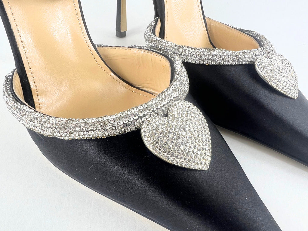 Mach & Mach Heart Pendant Satin Pumps (EU 36.5)