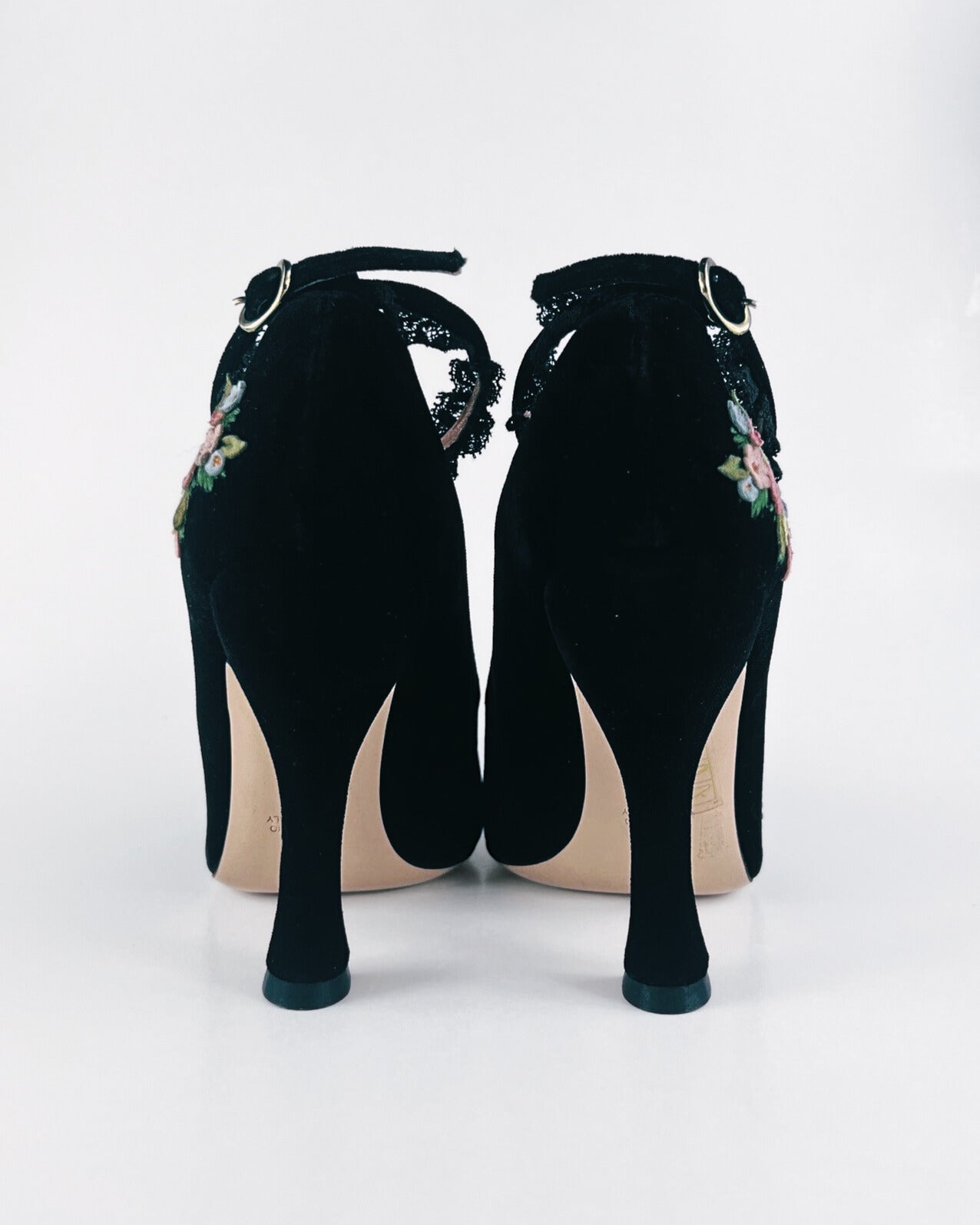 Red Valentino Mary Jane Velvet Pumps (EU 37.5)