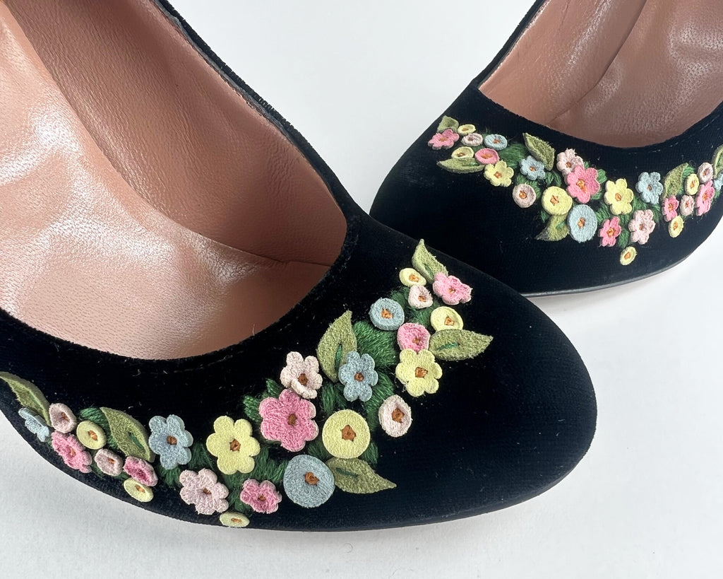 Red Valentino Mary Jane Velvet Pumps (EU 37.5)